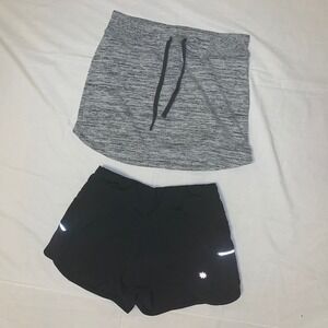 Athleta Heather Gray Downplay Mini Skirt Style 475246 & Running Shorts 438875 XS
